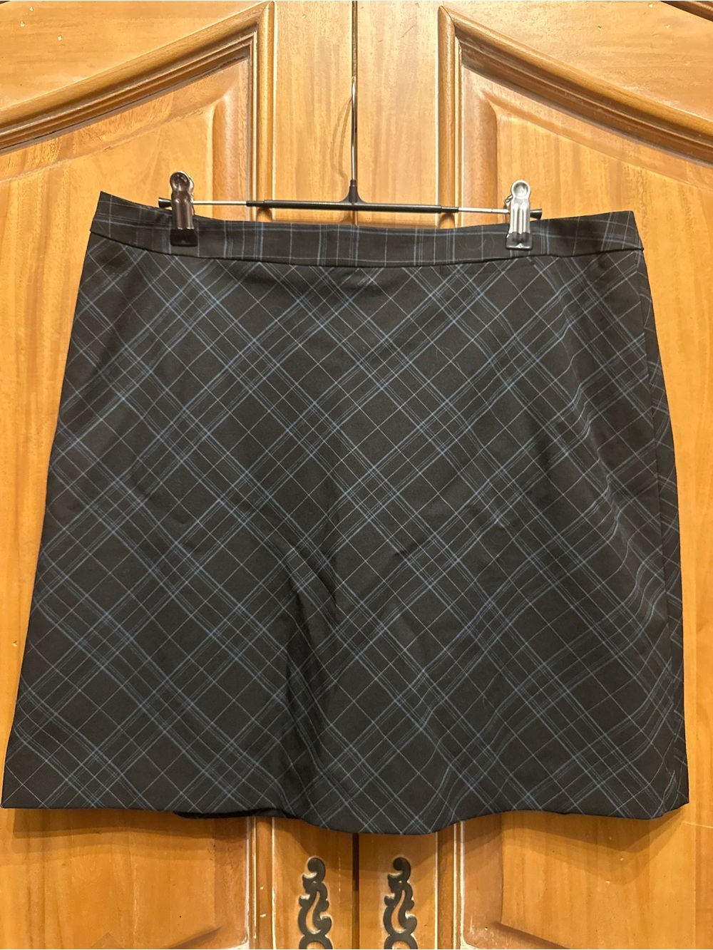 The Limited Black & Blue Plaid A-Line Skirt